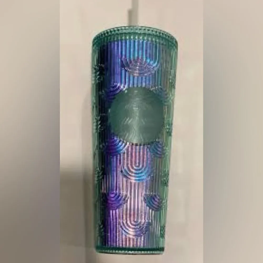 Starbucks 24oz Venti Mermaid Scale Green Iridescent Tumbler Cup With Straw Shine